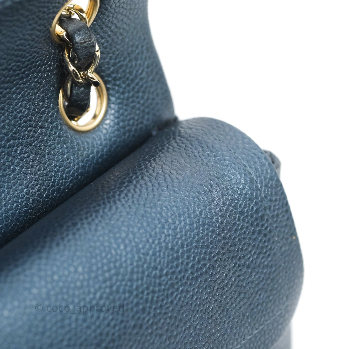 Chanel Small Classic Flap Quilted Iridescent Navy Caviar Gold Hardware 18S