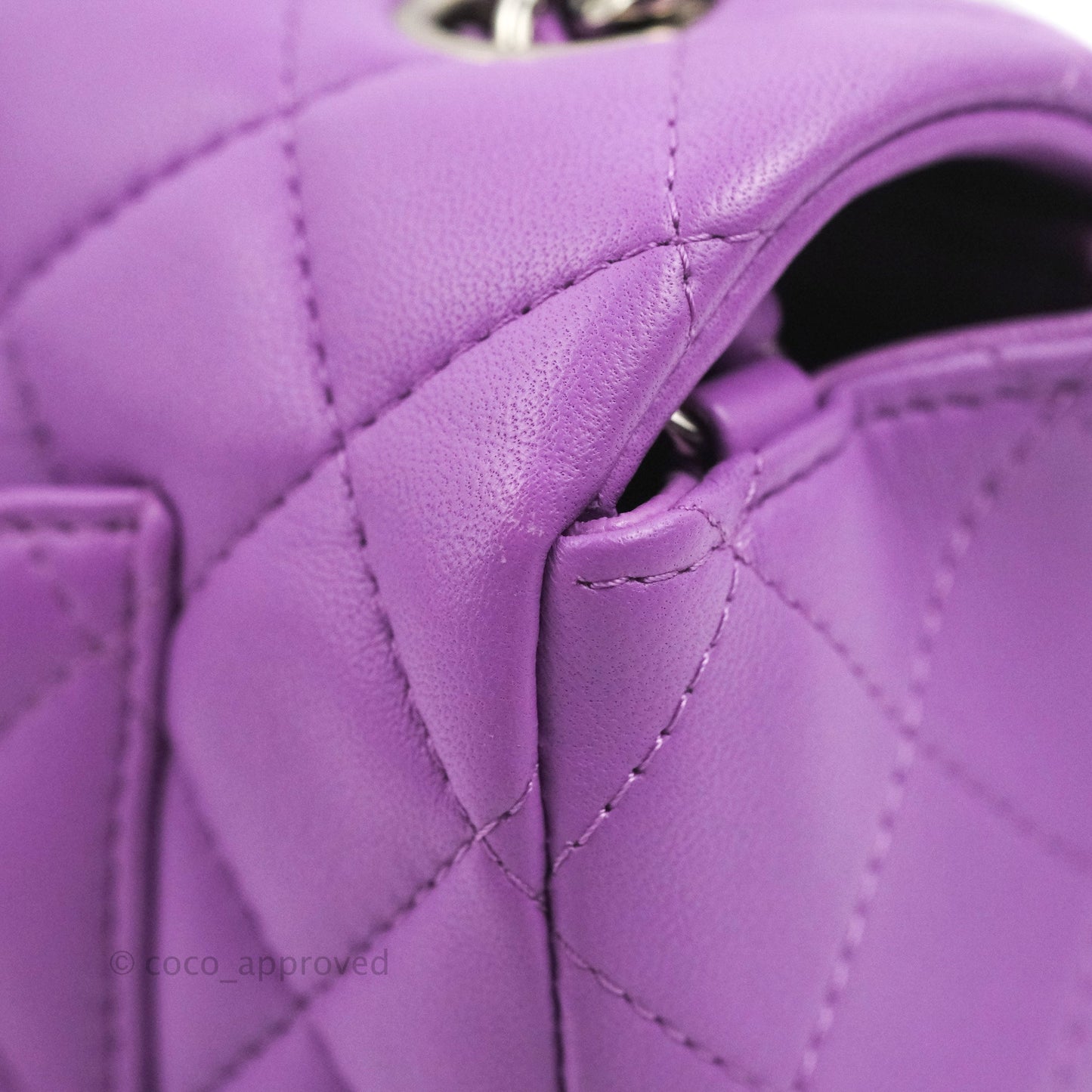Chanel Quilted Mini Rectangular Flap Purple Lambskin Silver Hardware