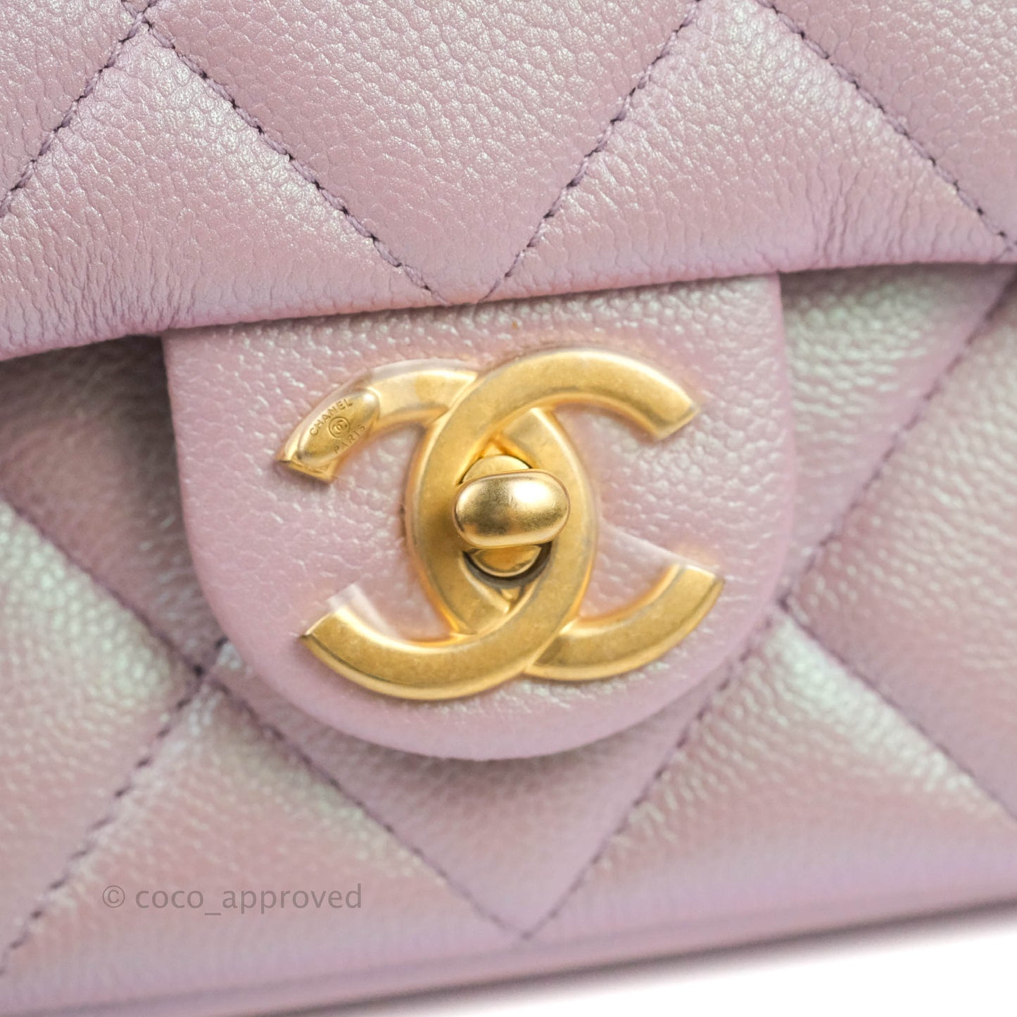 Chanel Quilted My Perfect Mini Iridescent Pink Caviar Aged Gold Hardware 21K