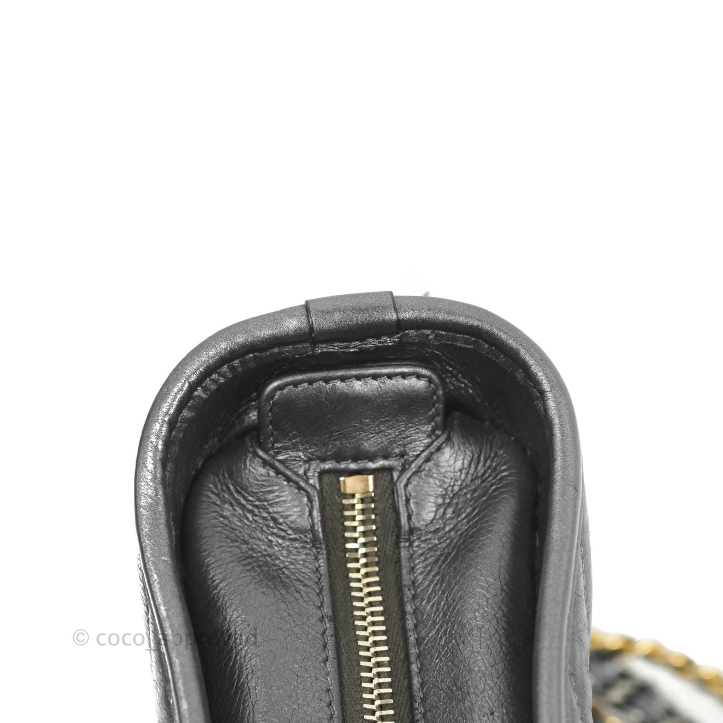 Chanel Chevron Small Gabrielle Hobo Iridescent Dark Grey Calfskin Mixed Hardware