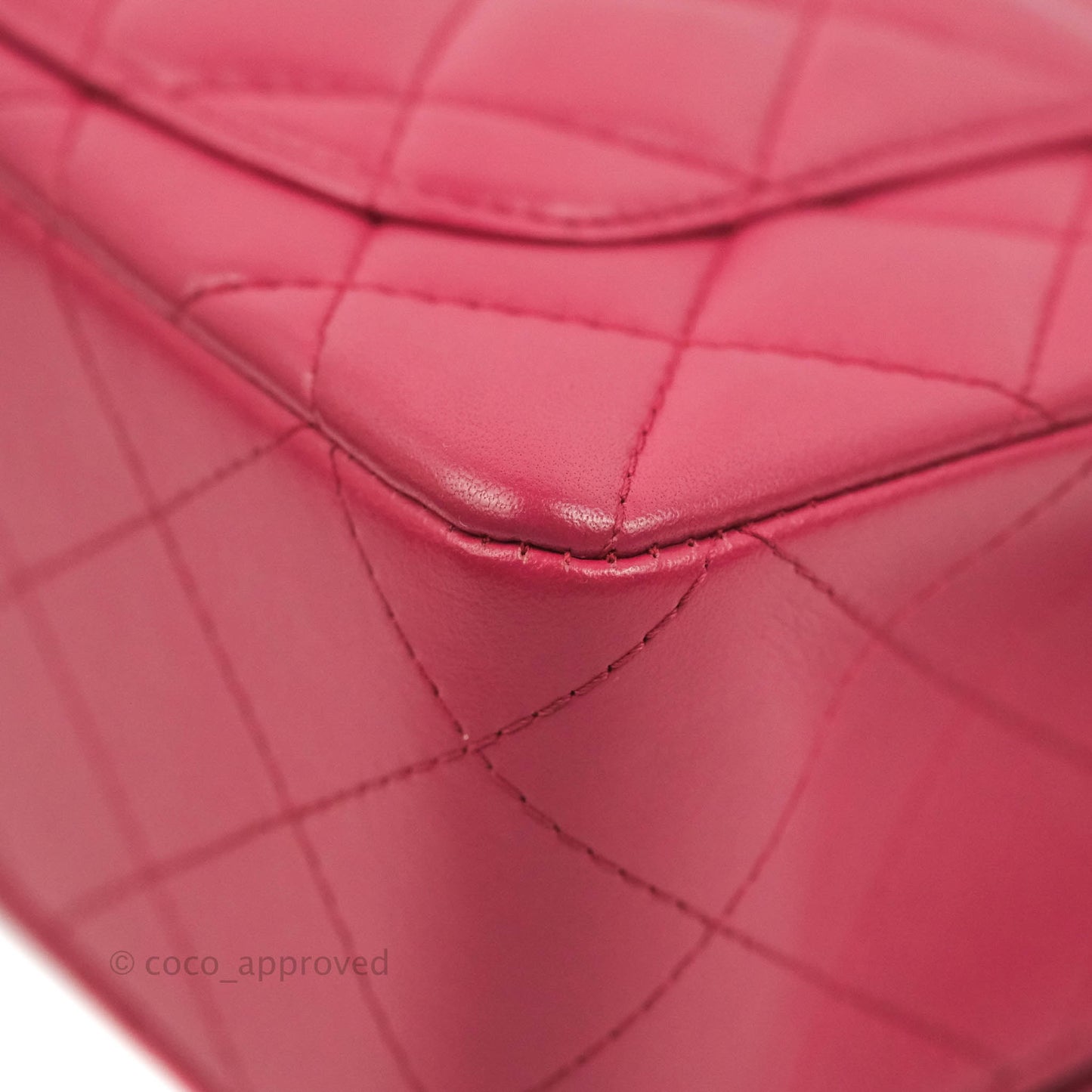 Chanel Quilted Mini Rectangular Flap Raspberry Pink Lambskin Silver Hardware