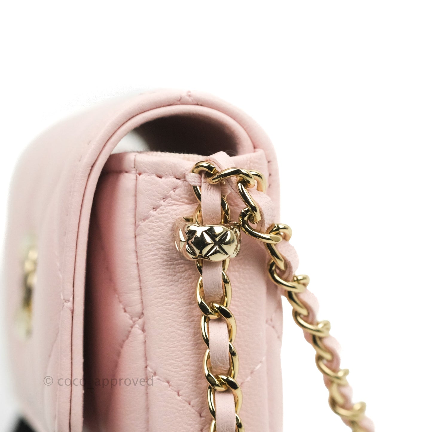 Chanel Mini Clutch With Chain Pink Lambskin Gold Hardware