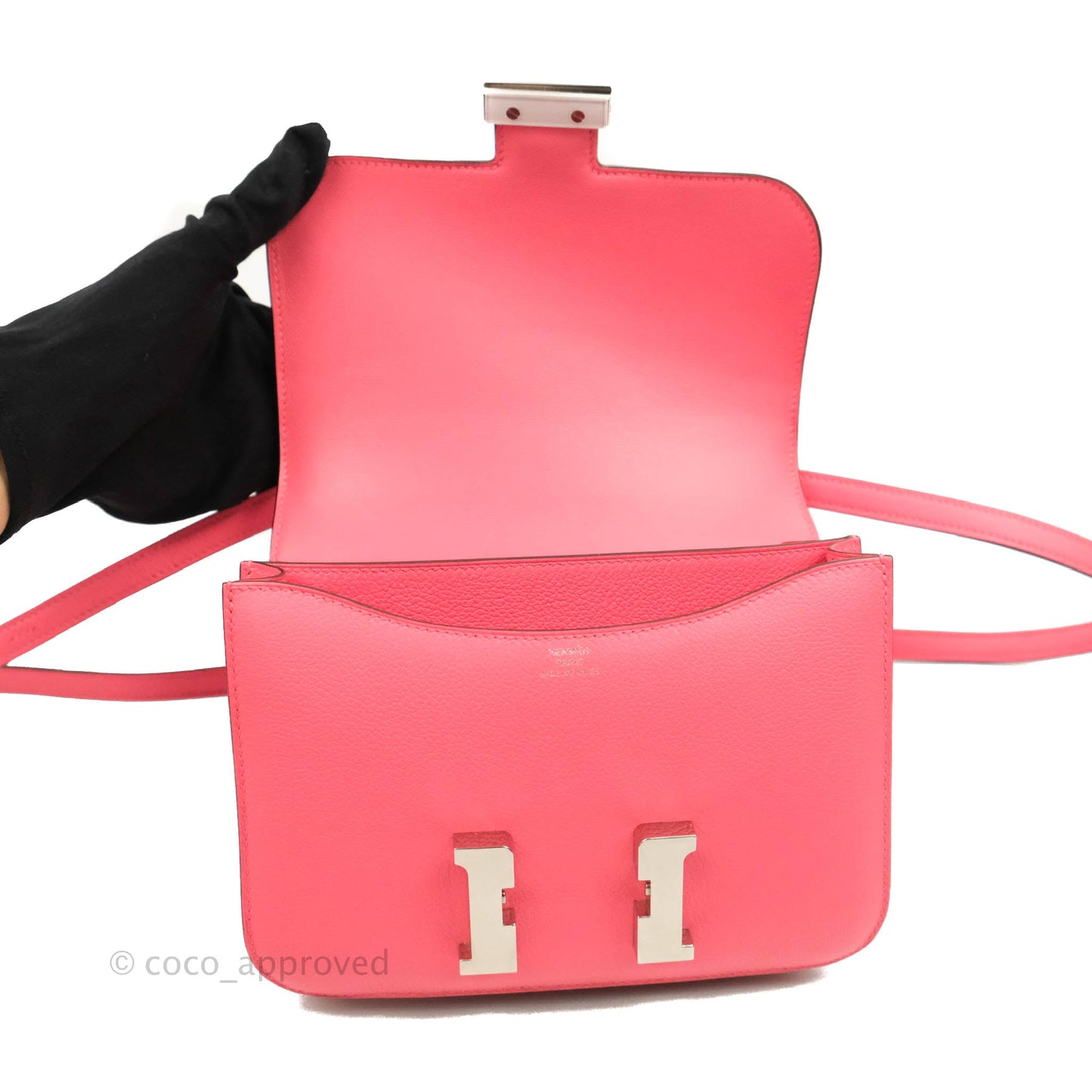 Hermès Constance Mini 18cm Rose Azalee Evercolor Palladium Hardware