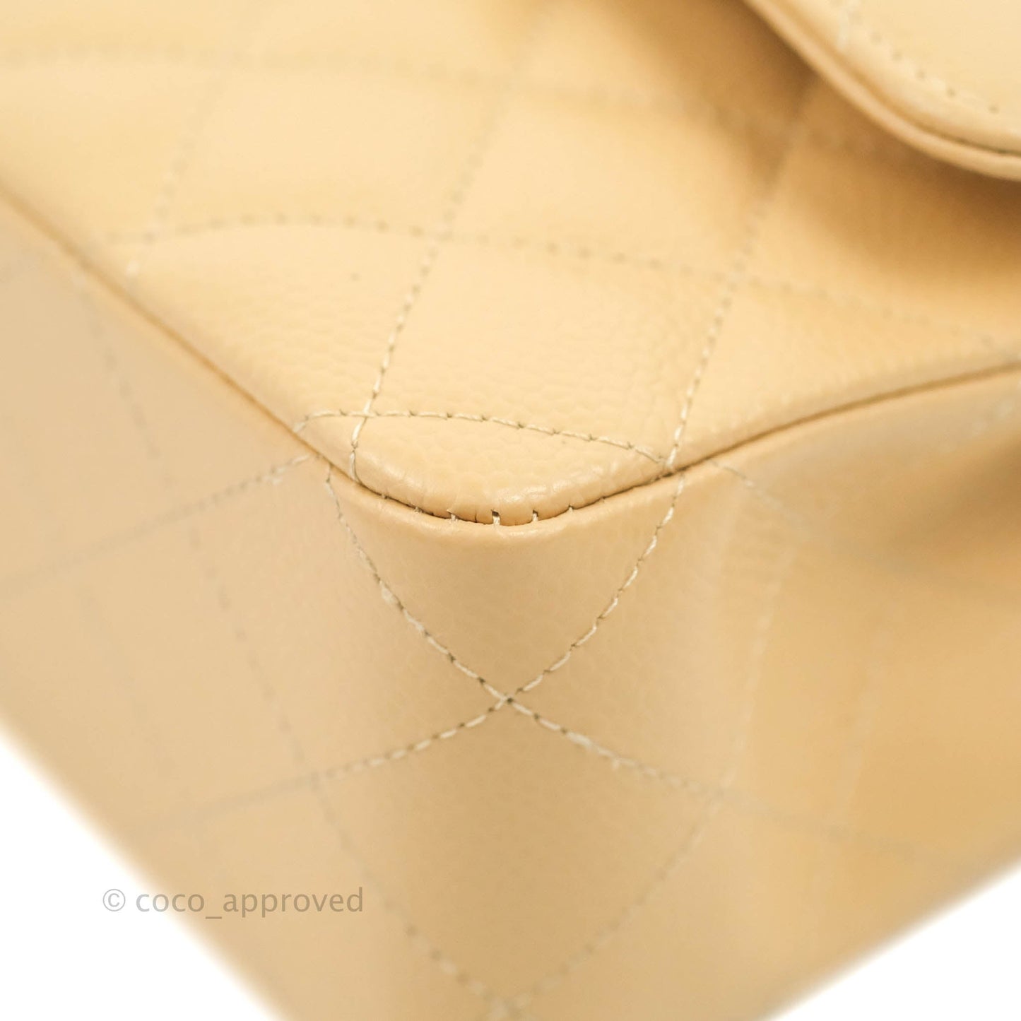 Chanel Classic M/L Medium Flap Quilted Beige Caviar Gold Hardware