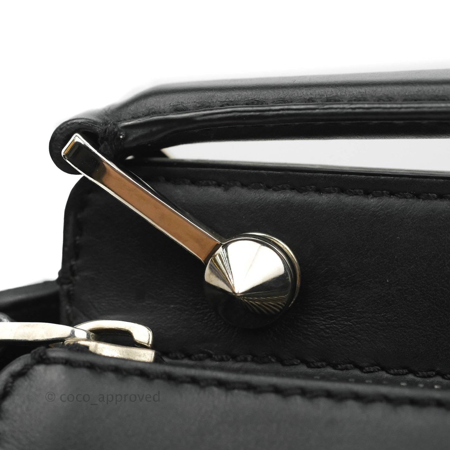 Fendi DotCom Satchel Bag Black Royal Blue Calfskin