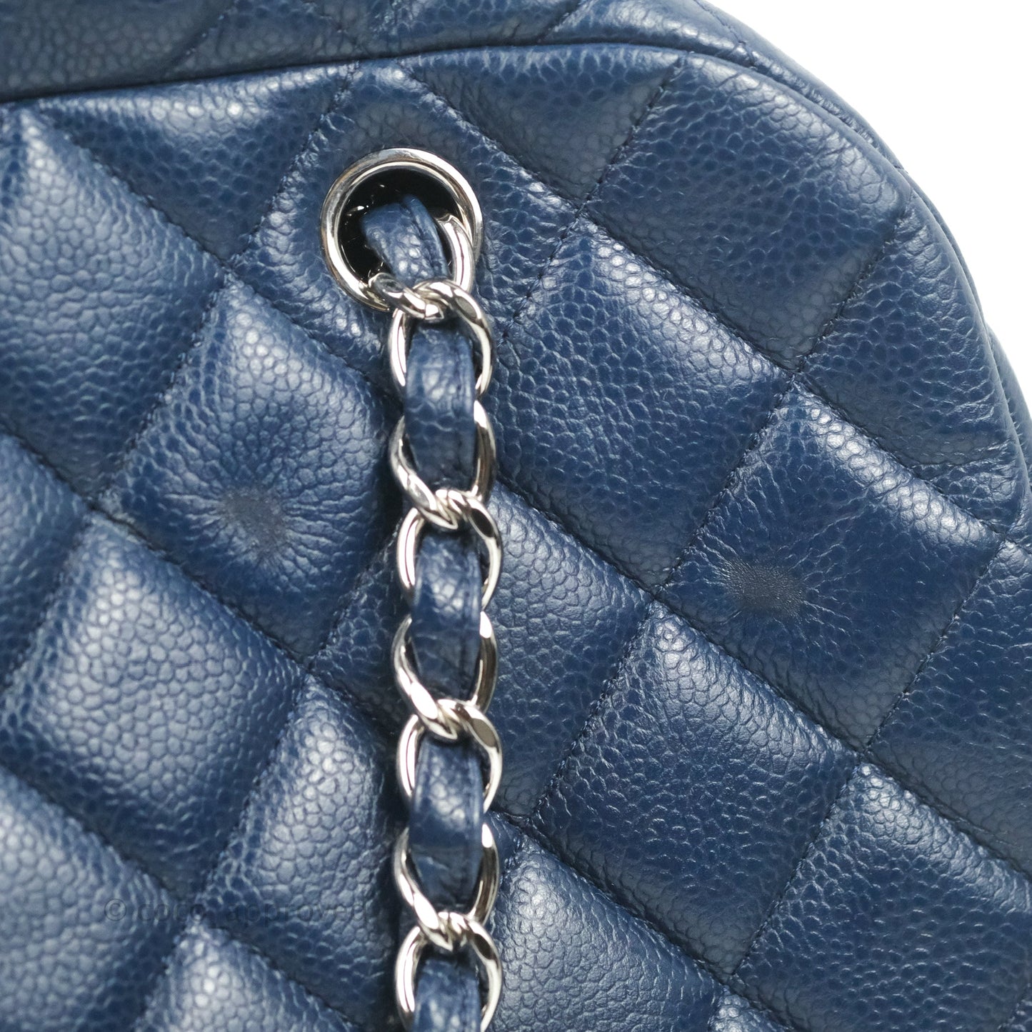 Chanel Quilted Large Classic Camera Bag Navy Caviar Silver Hardware