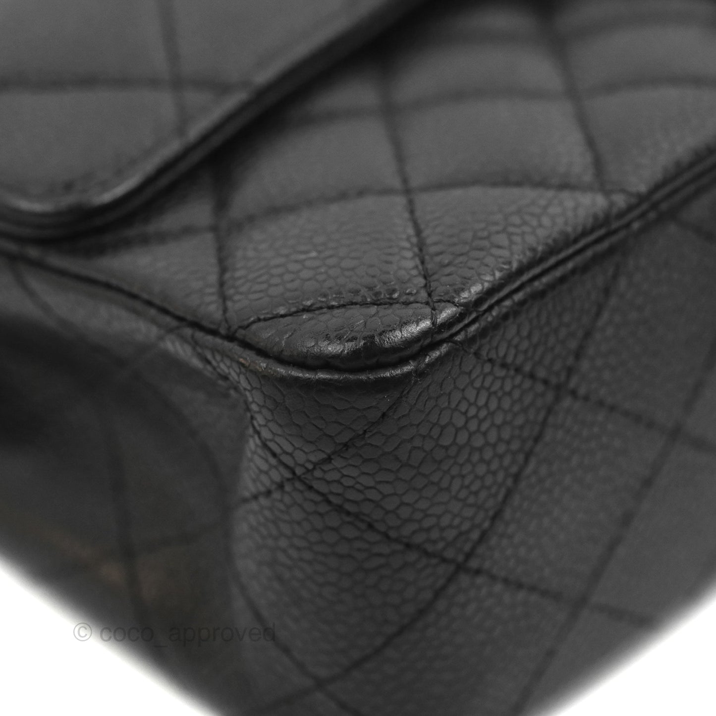 Chanel Classic M/L Medium Flap Quilted Black Caviar Silver Hardware