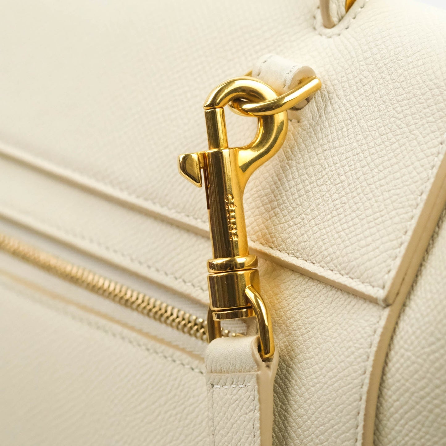 Celine Mini Belt Bag White Grained Calfskin Gold Hardware