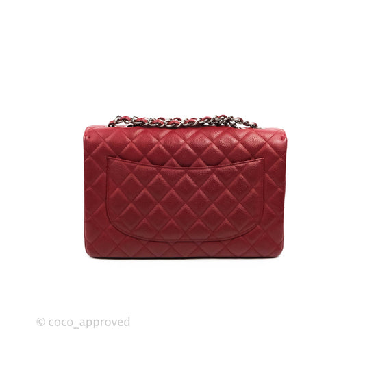 Chanel Jumbo Single Flap Burgundy Caviar Silver Hardware⁣⁣