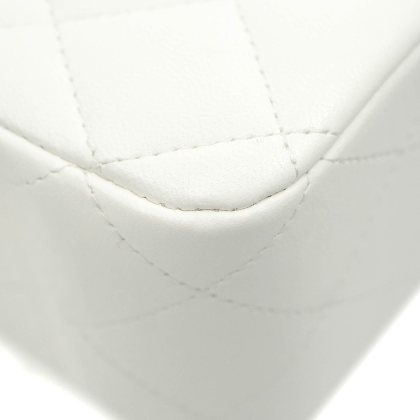 Chanel Quilted M/L Medium Double Flap White Lambskin Gold Hardware 21S