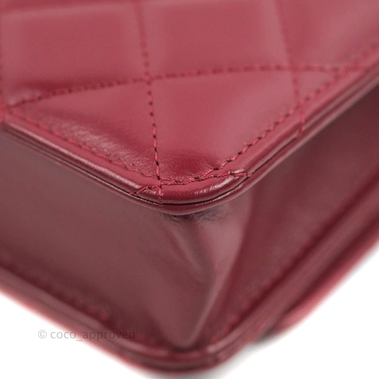 Chanel Quilted Perfect Fit Adjustable Wallet On Chain WOC Burgundy Calfskin Aged Gold Hardware