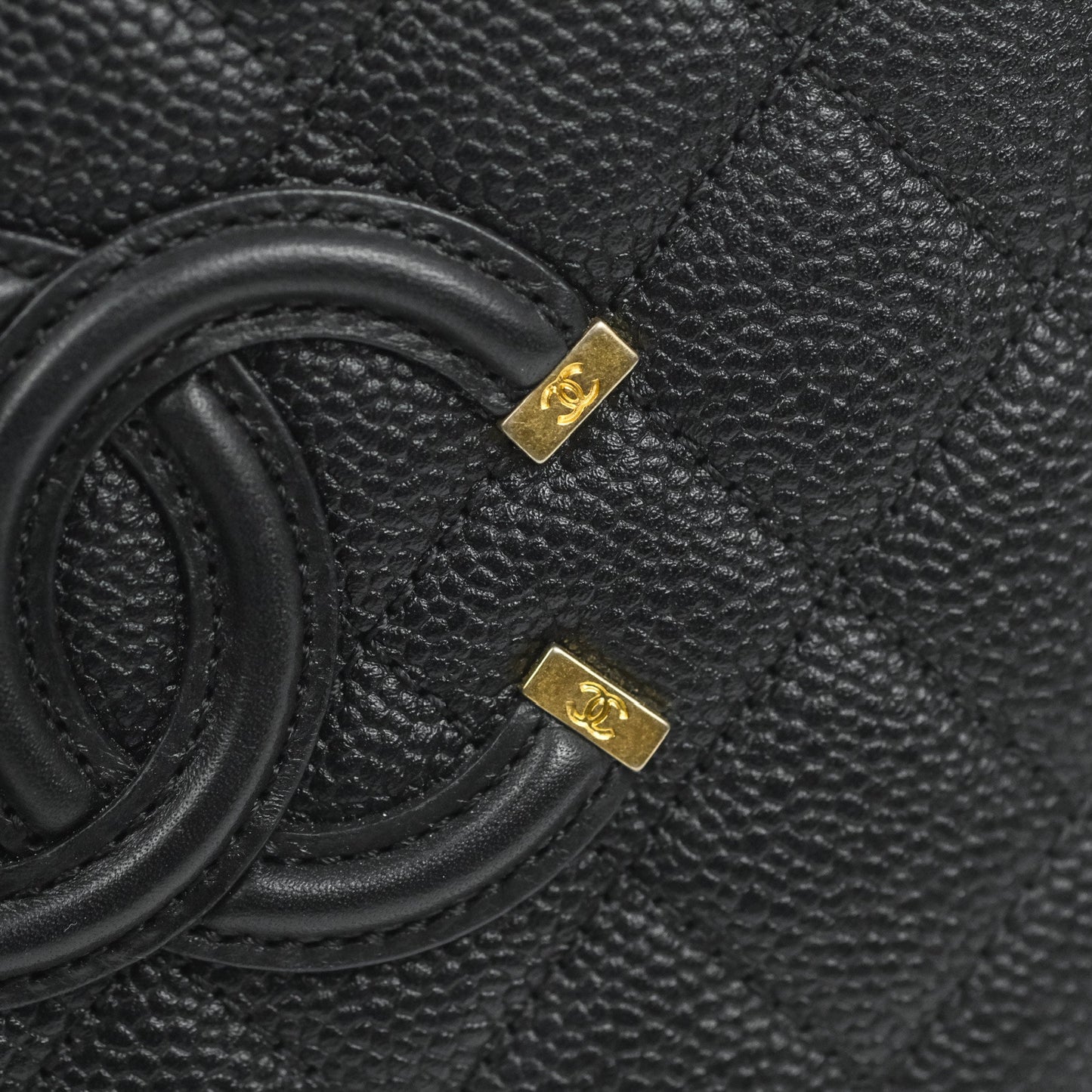 Chanel Quilted Small CC Filigree Vanity Case Black Caviar