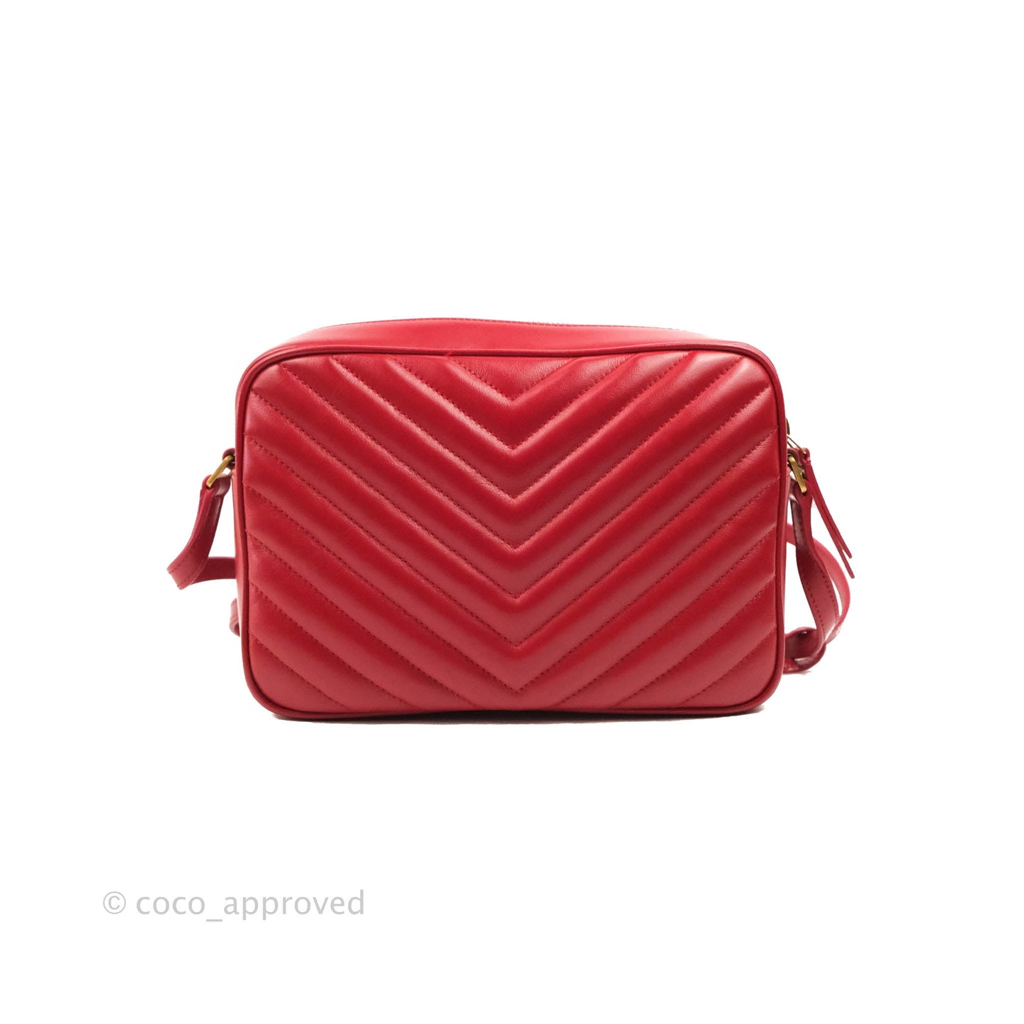 Saint Laurent Lou Quilted Camera Bag Red Calfskin Gold Hardware