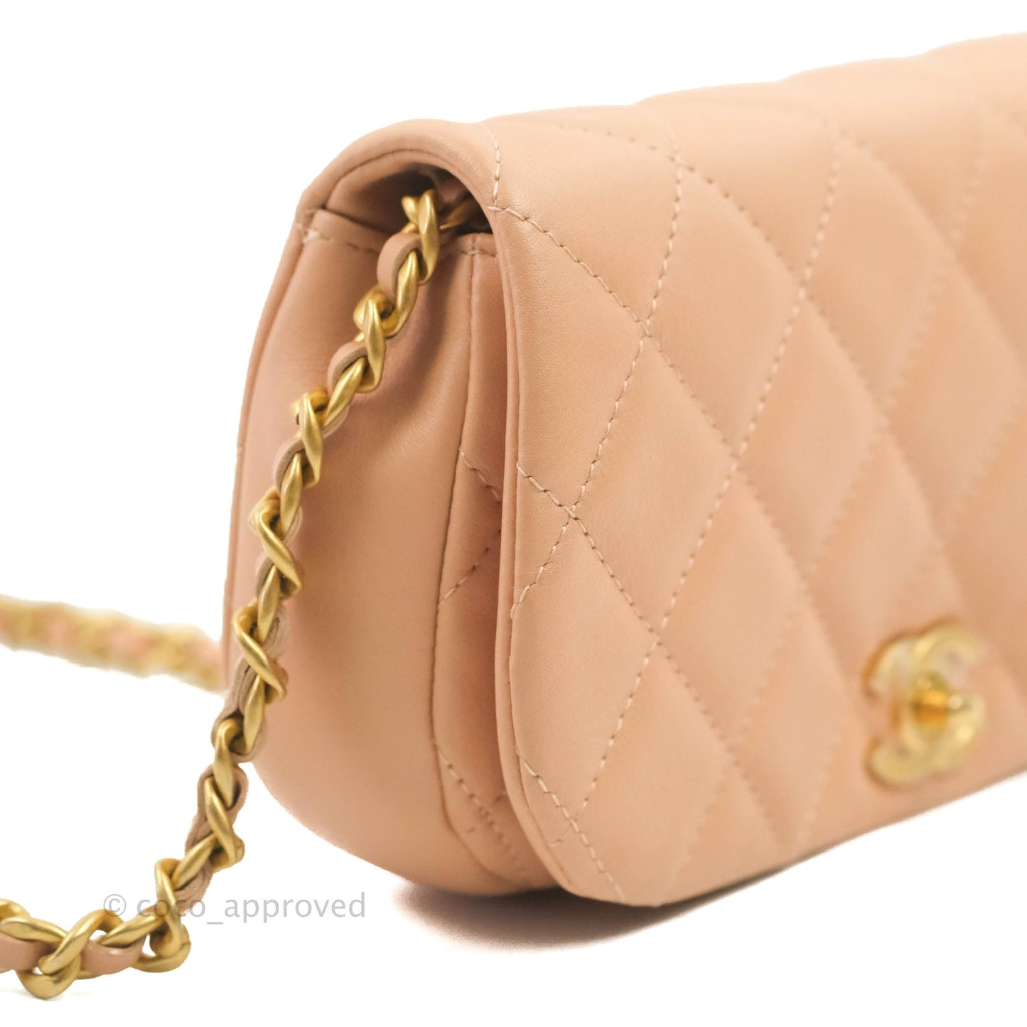 Chanel Clutch with Chain Beige Pink Calfskin Aged Gold Hardware