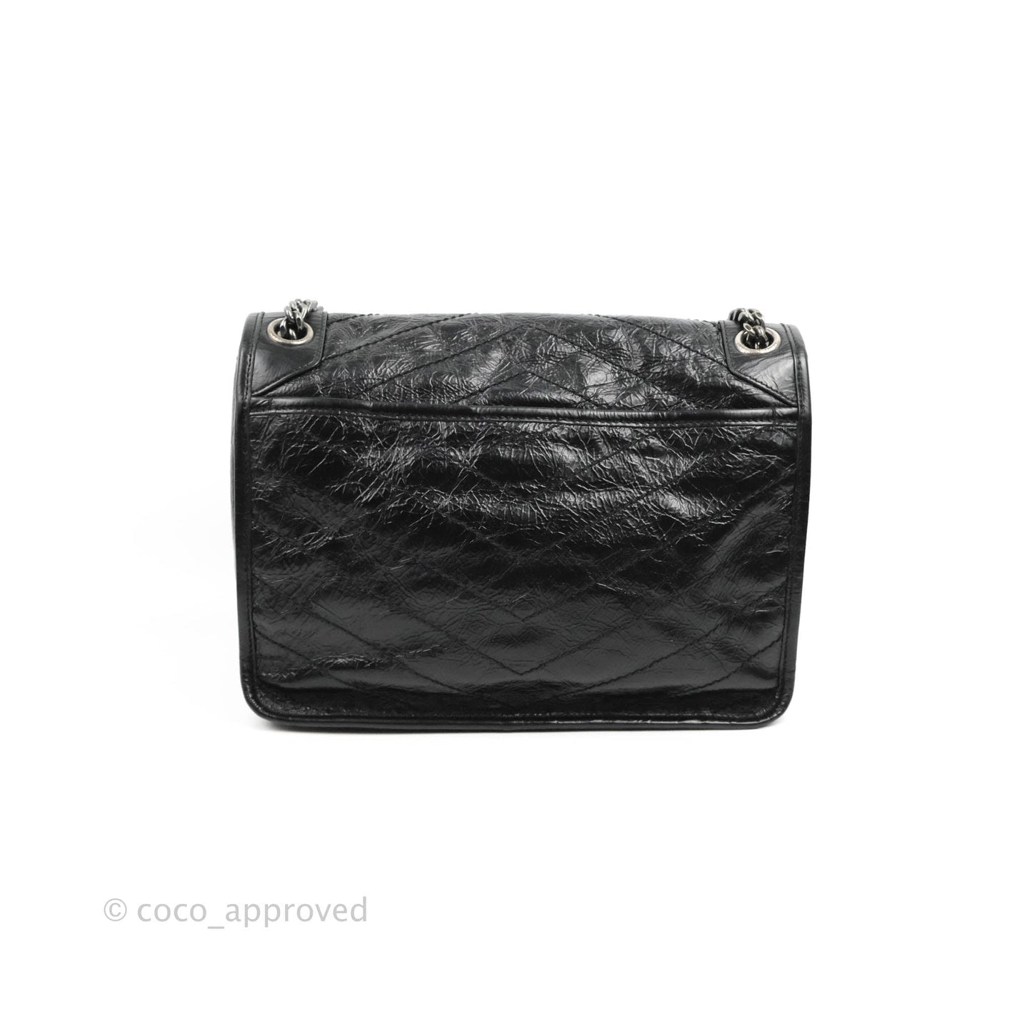 Saint Laurent Medium Niki Chain Bag Crinkled Calfskin Black