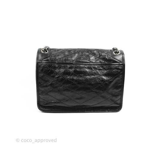 Saint Laurent Medium Niki Chain Bag Crinkled Calfskin Black