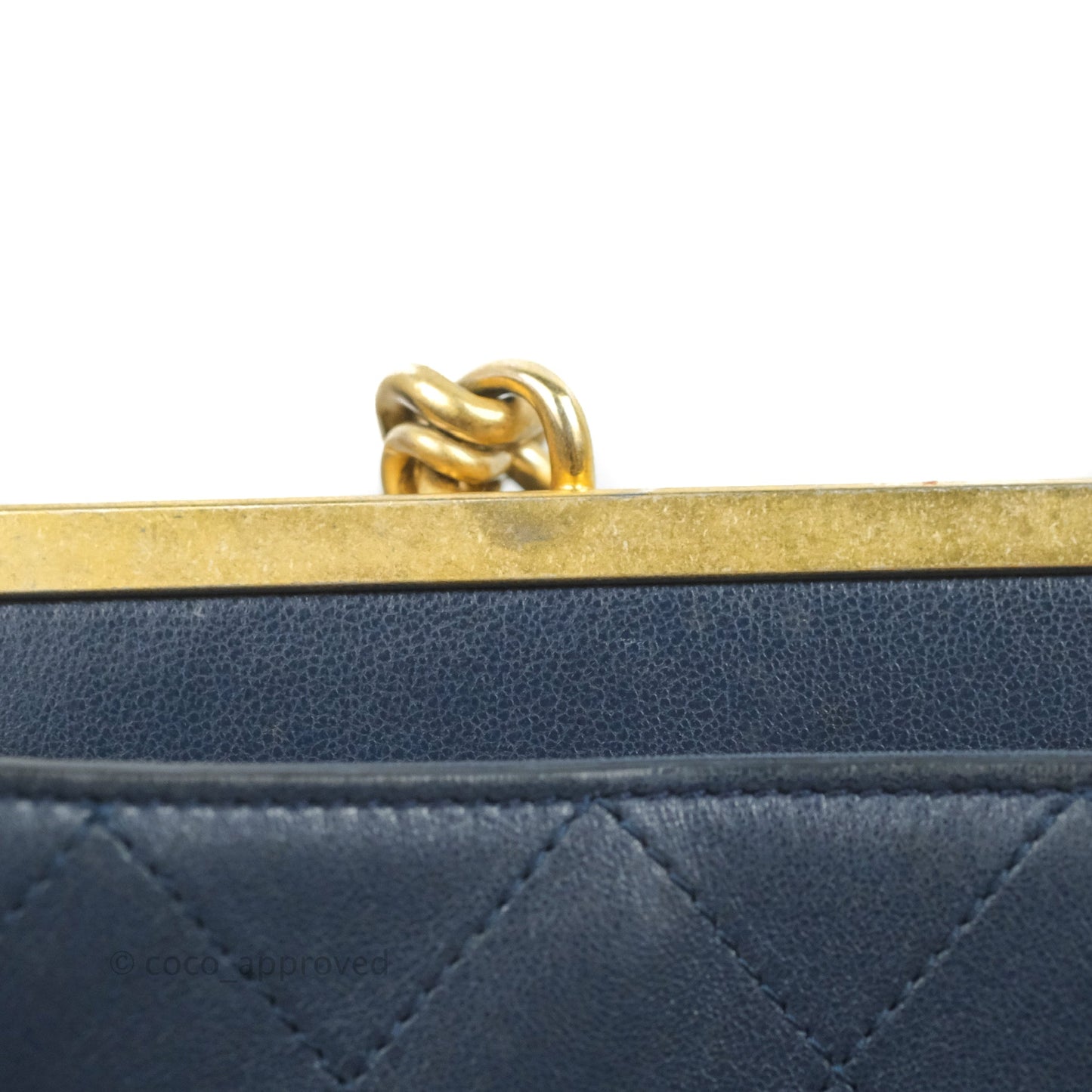 Chanel Flat Quilted Coco Luxe Large Shopping Bag Navy Aged Gold Hardware 18P