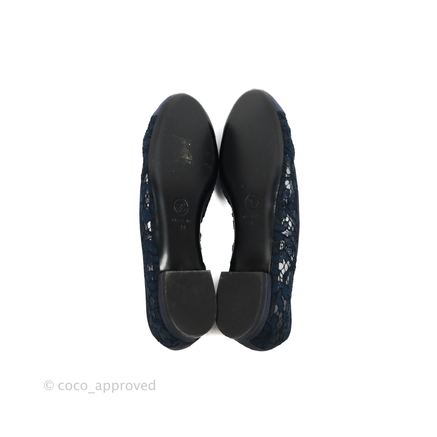 Chanel Lace Ballerina Flats Navy Size 38