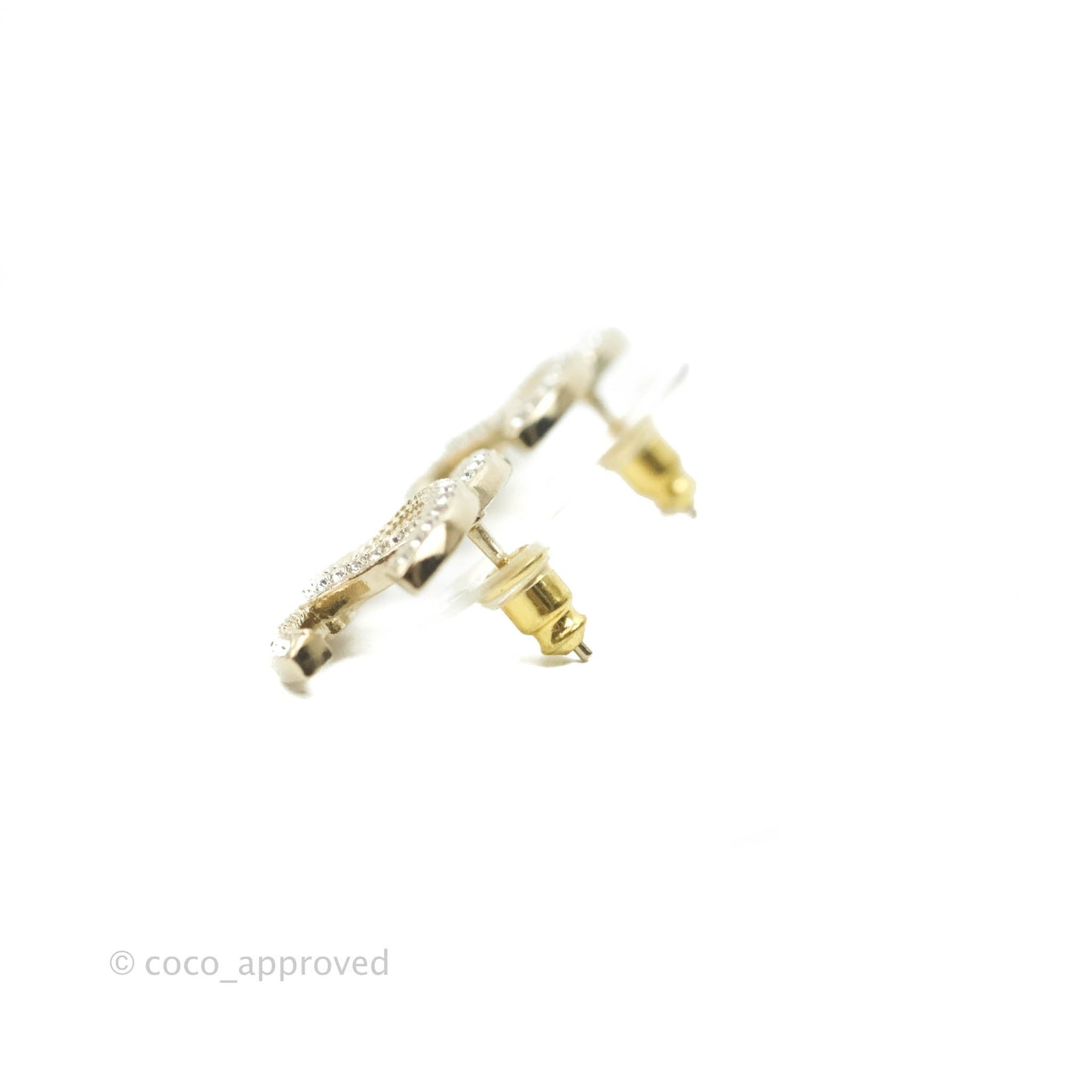 Chanel Crystal CC Earrings Gold Tone 21B
