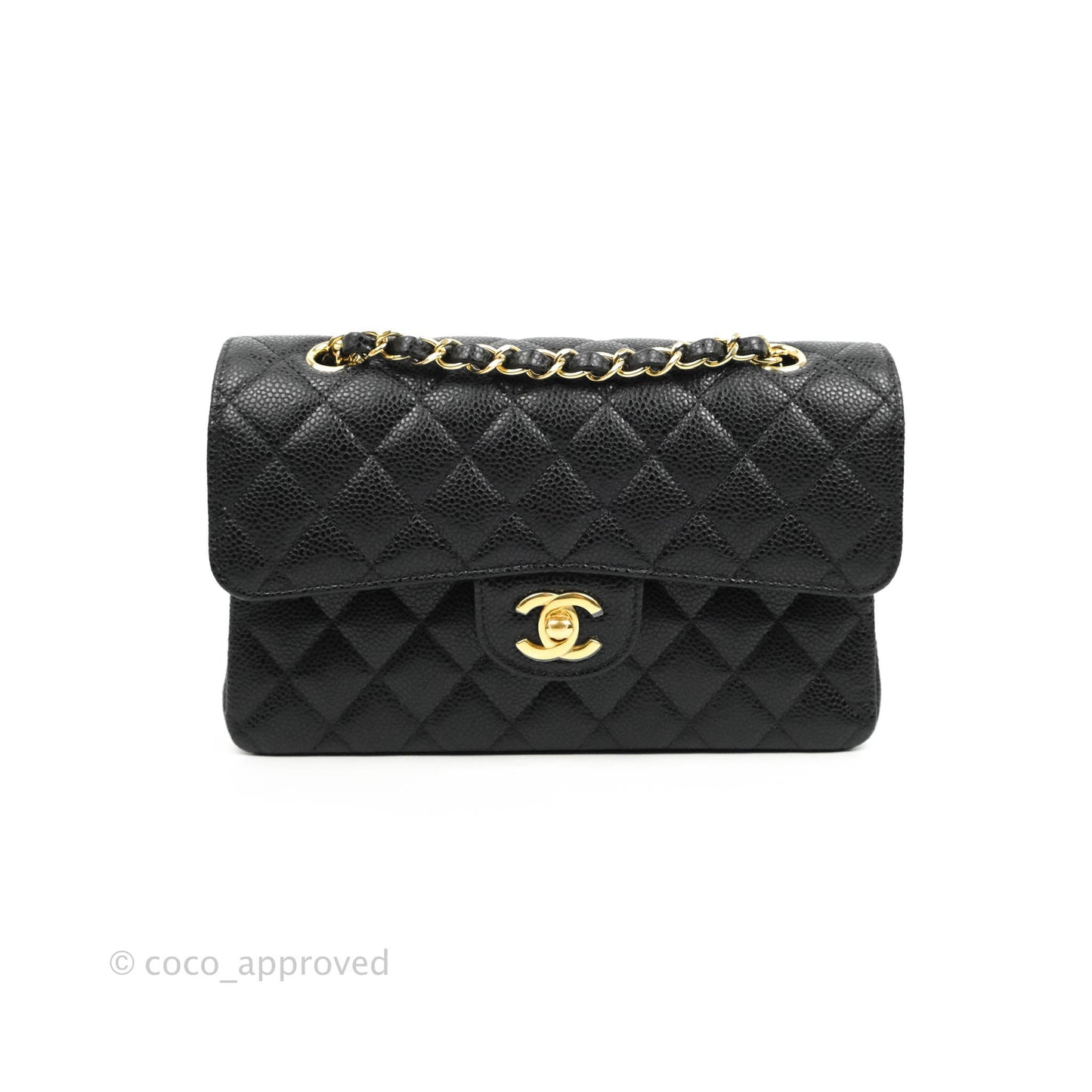 Chanel Small Classic Quilted Flap Black Caviar Gold Hardware