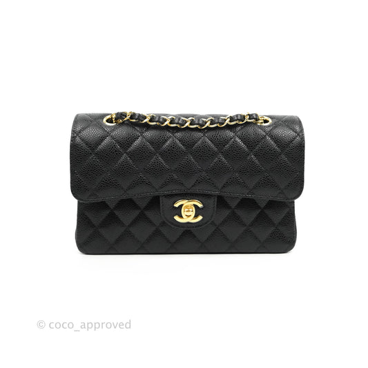 Chanel Small Classic Quilted Flap Black Caviar Gold Hardware