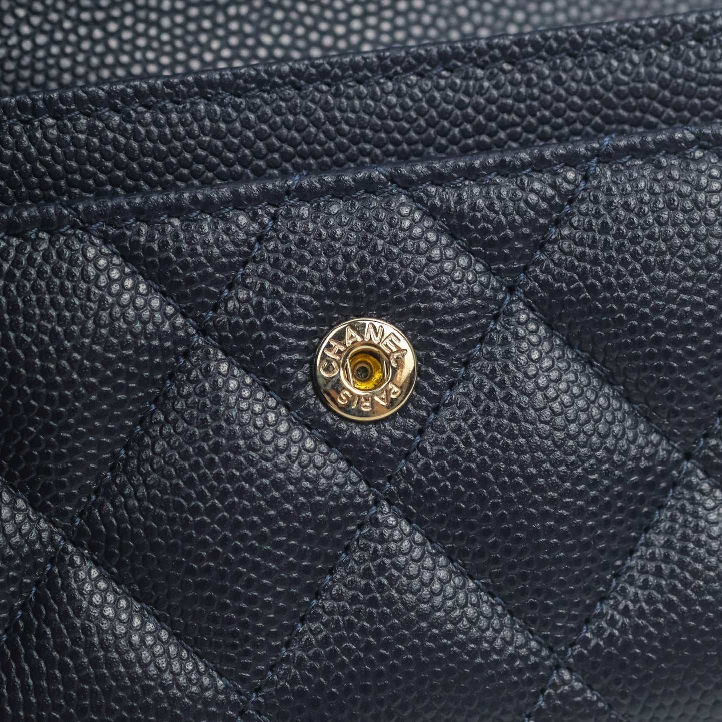 Chanel Quilted Flap Card Holder Navy Caviar