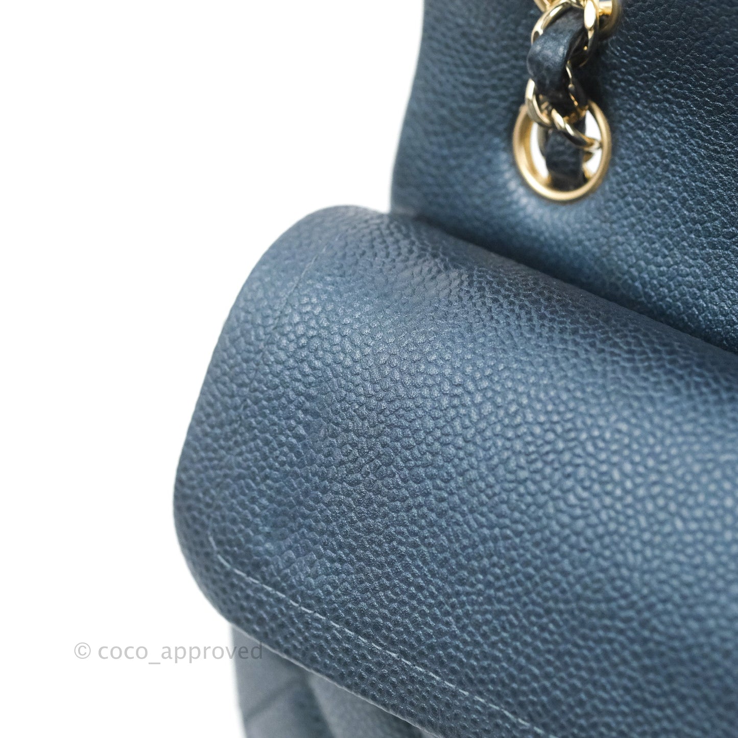 Chanel Small Classic Flap Quilted Iridescent Navy Caviar Gold Hardware 18S