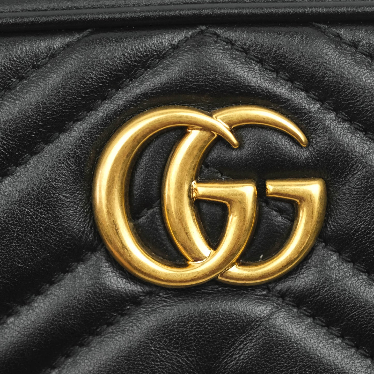 Gucci Mini Matelasse GG Marmont Camera Bag Black Calfskin Gold Hardware