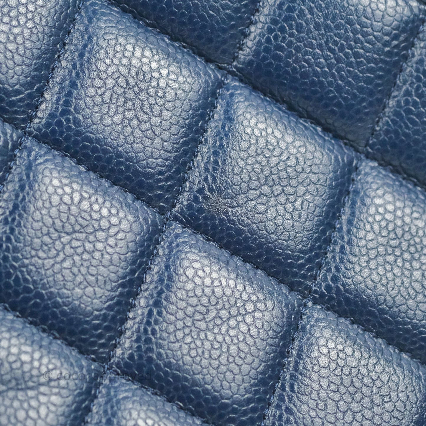 Chanel Quilted Large Classic Camera Bag Navy Caviar Silver Hardware