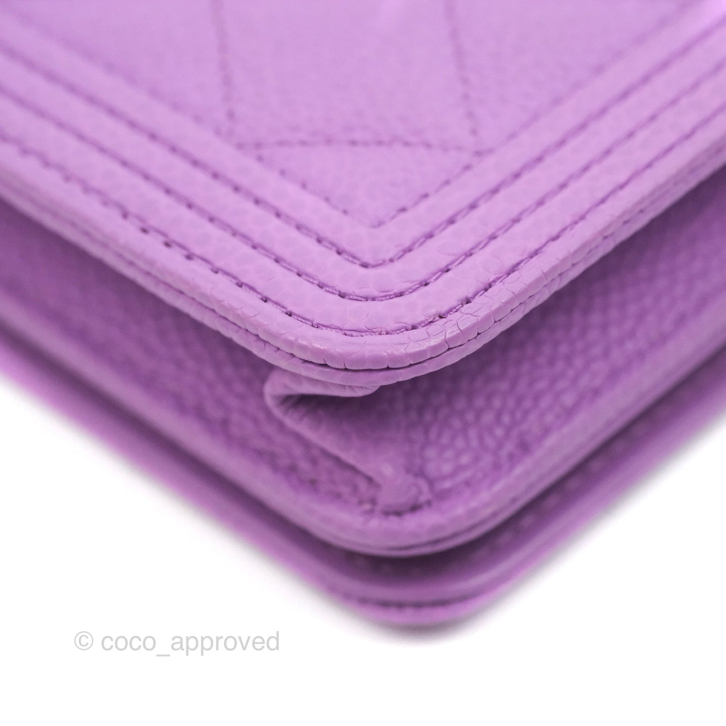 Chanel Quilted Boy Wallet on Chain WOC Purple Caviar Gold Hardware