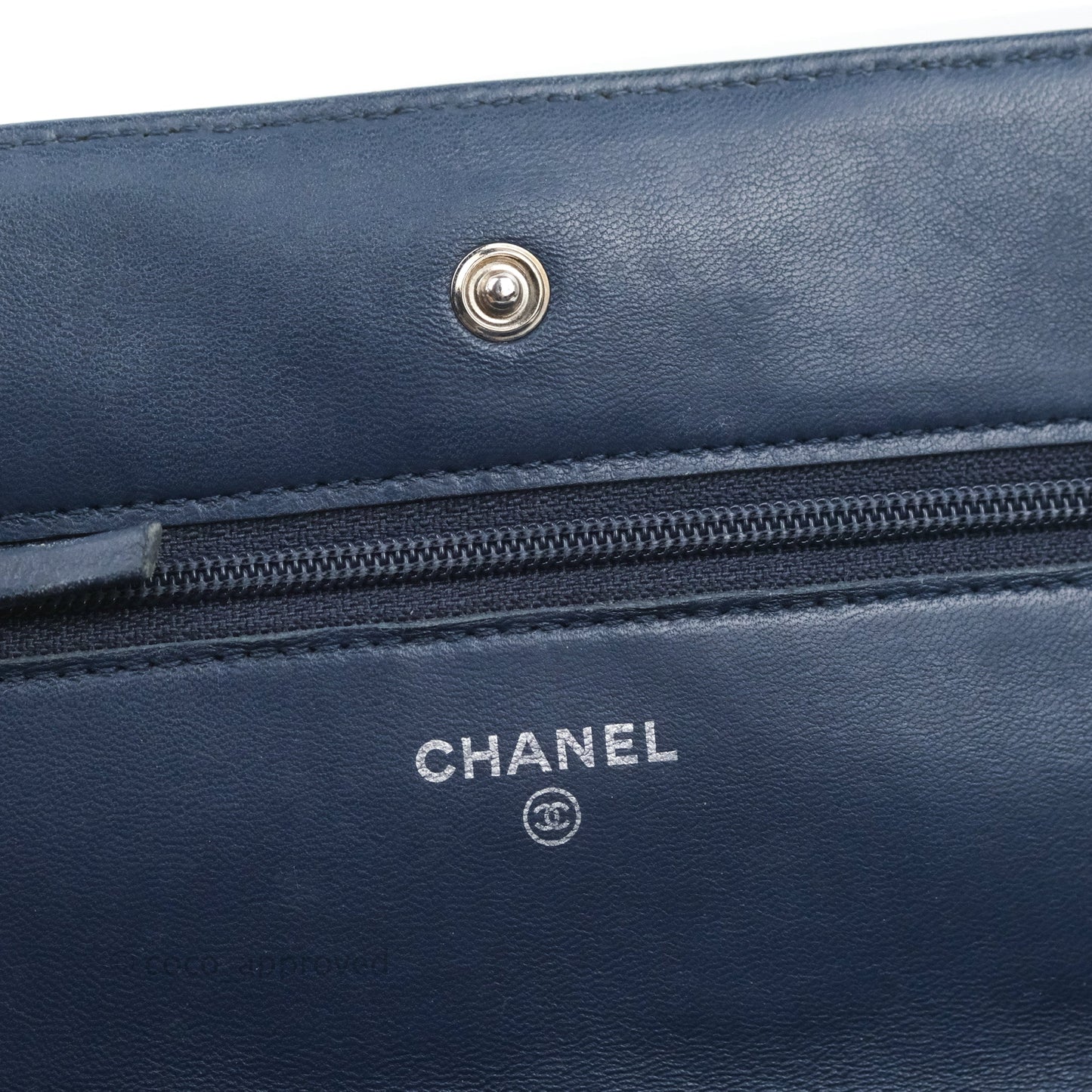 Chanel Quilted Classic Wallet on Chain WOC Navy Lambskin Silver Hardware