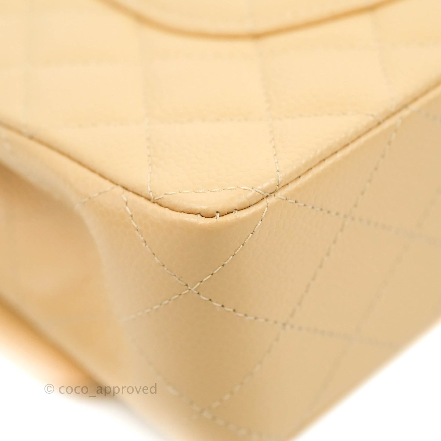 Chanel Classic M/L Medium Flap Quilted Beige Caviar Gold Hardware