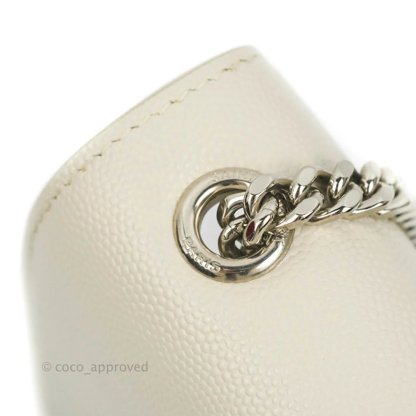 Saint Laurent Small Classic Monogram Kate Tassel Satchel White Grained Calfskin