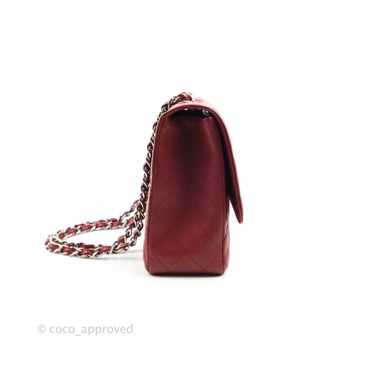 Chanel Jumbo Single Flap Burgundy Caviar Silver Hardware⁣⁣