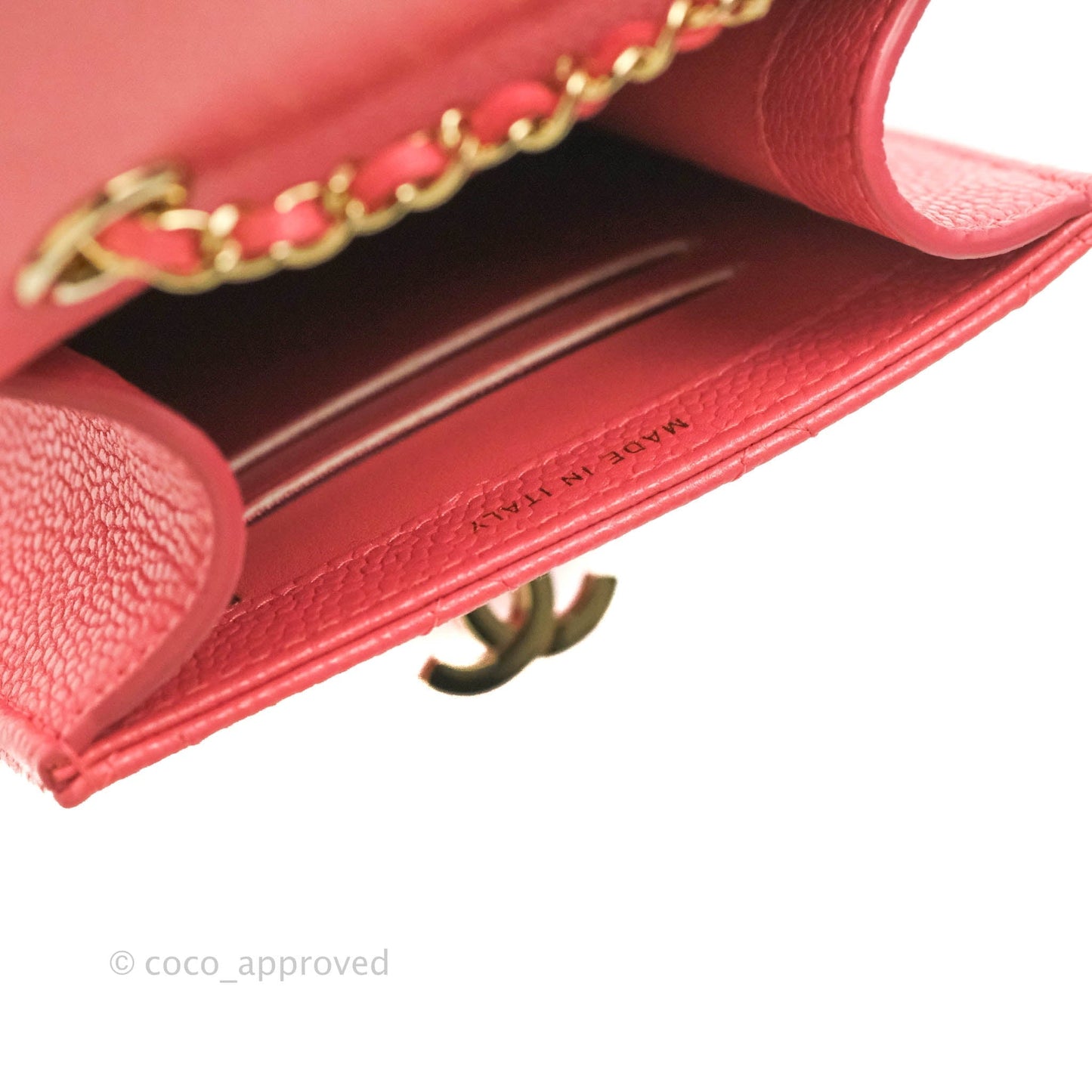 Chanel Golden Class Phone Holder With Chain Pink Caviar Gold Hardware