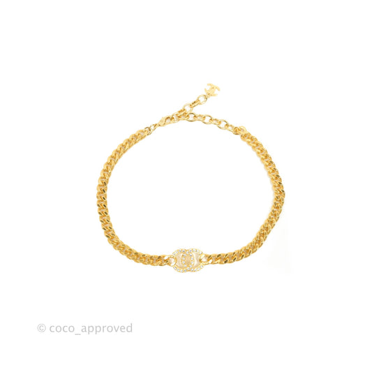 Chanel Crystal CC Chain Choker Gold Tone 22A