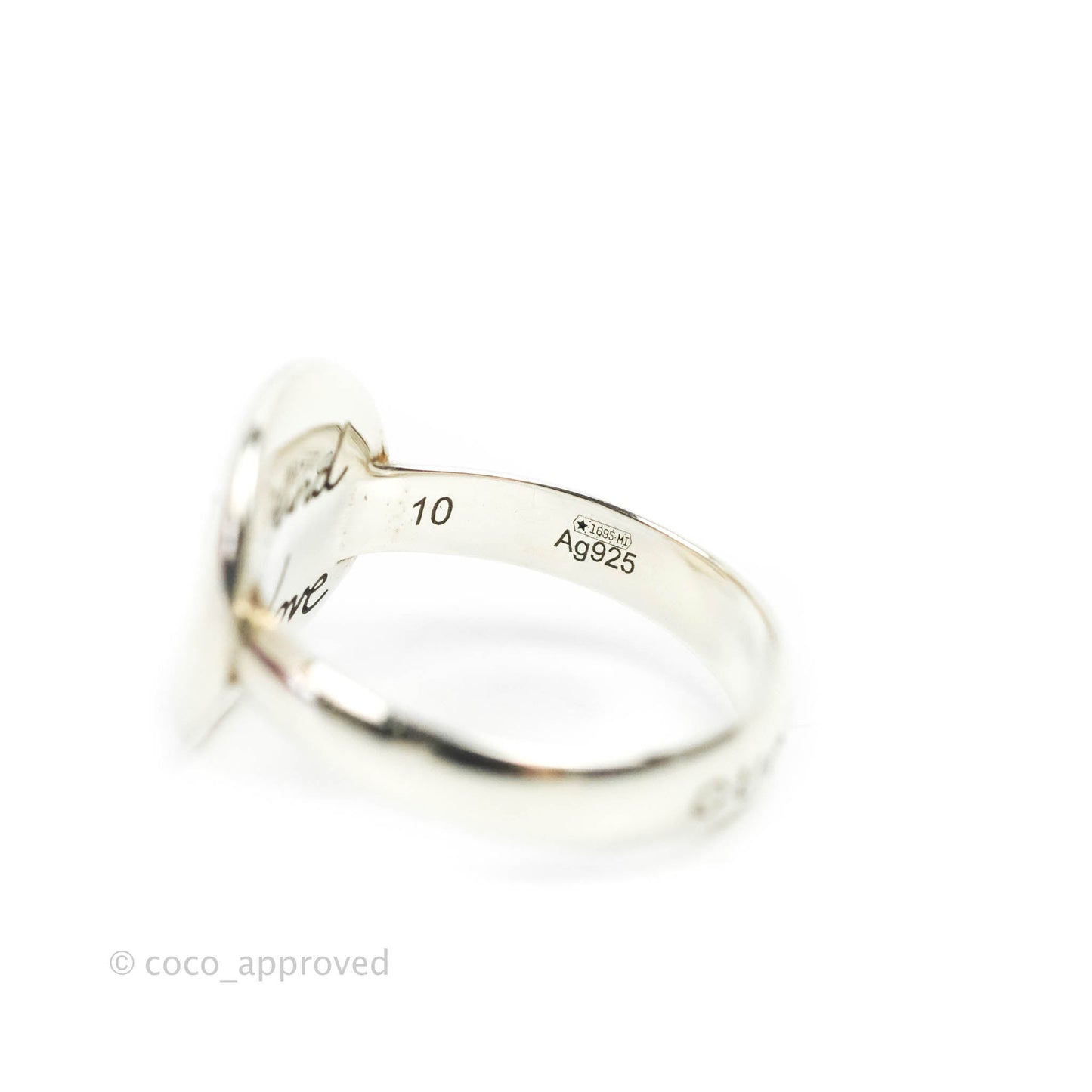 Gucci Blind For Love Mystic Cat Engraved Ring Sterling Silver Size 10