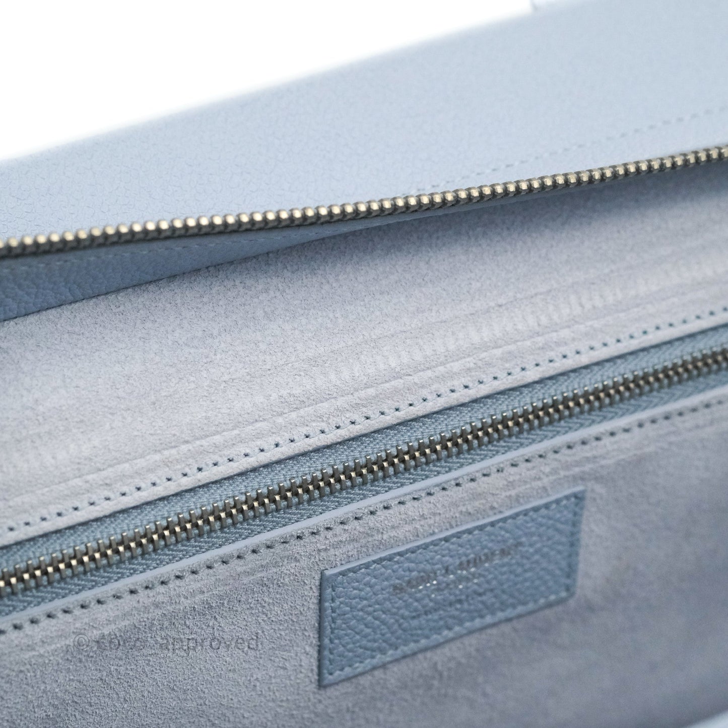 Saint Laurent Small Cabas Rive Gauche Bag Grained Calfskin Baby Blue Silver Hardware
