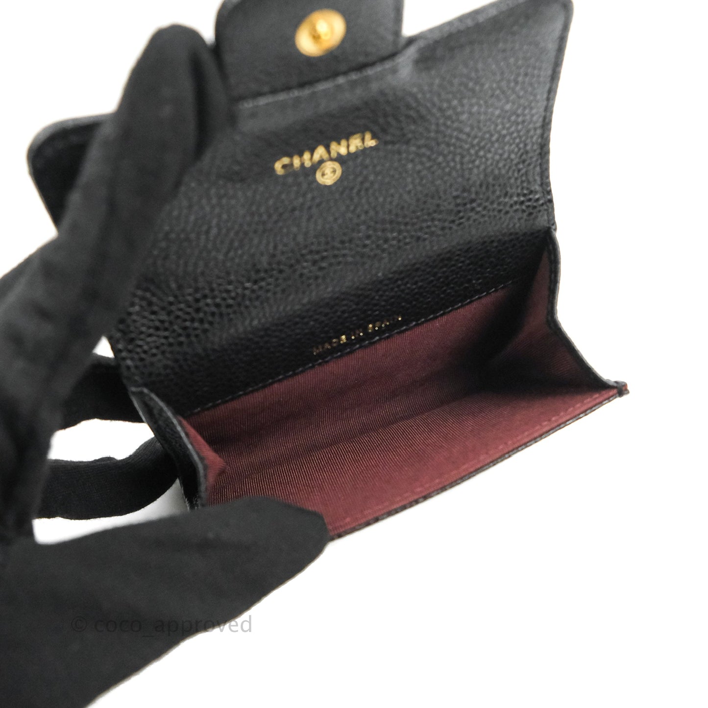 Chanel Quilted Flap Card Holder Black Caviar Gold Hardware