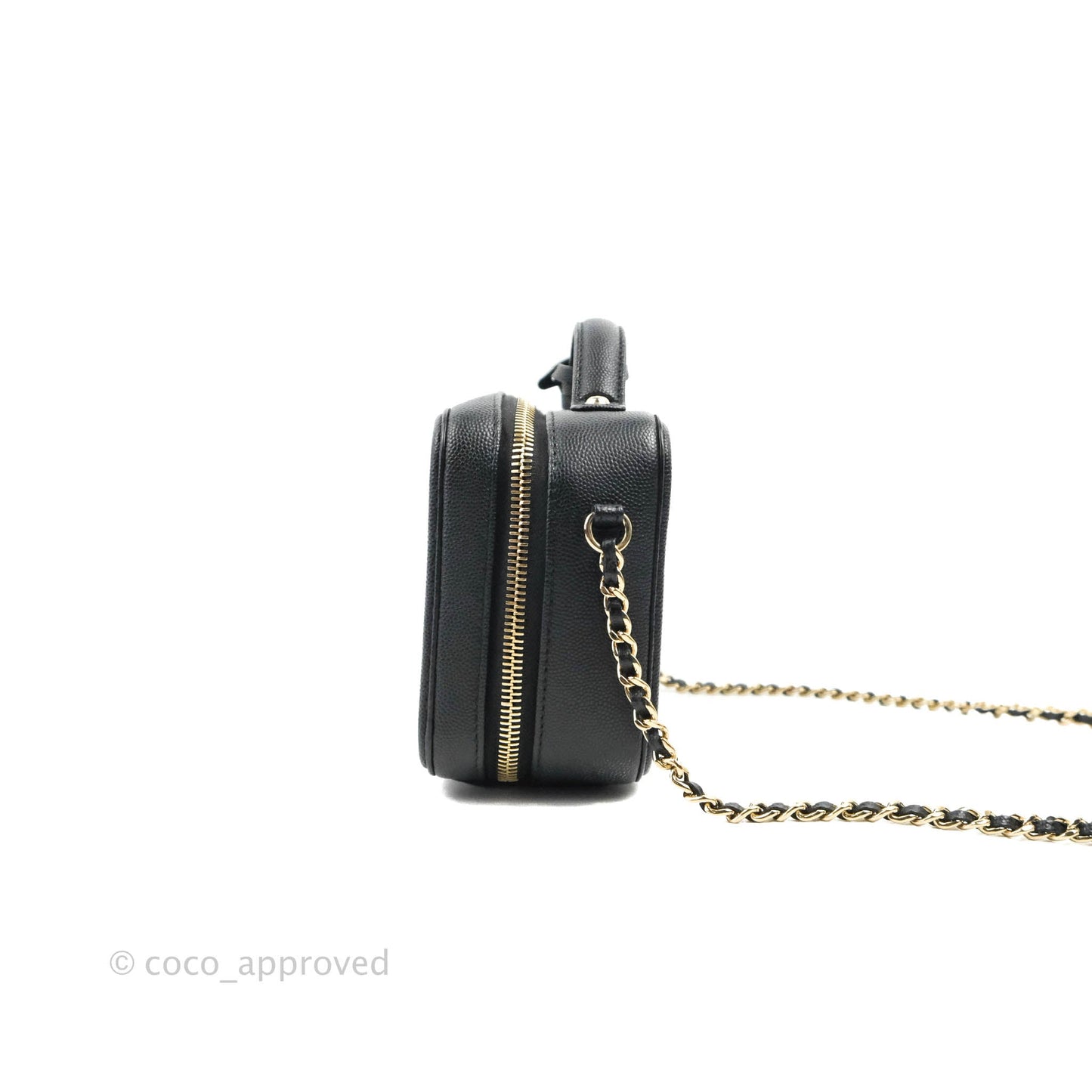 Chanel Quilted Small CC Filigree Vanity Case Black Caviar Gold Hardware