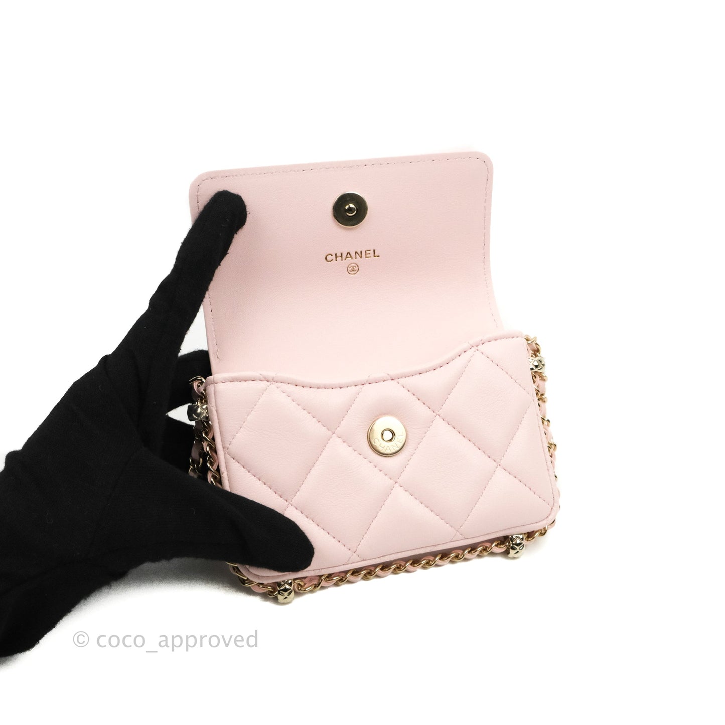 Chanel Mini Clutch With Chain Pink Lambskin Gold Hardware