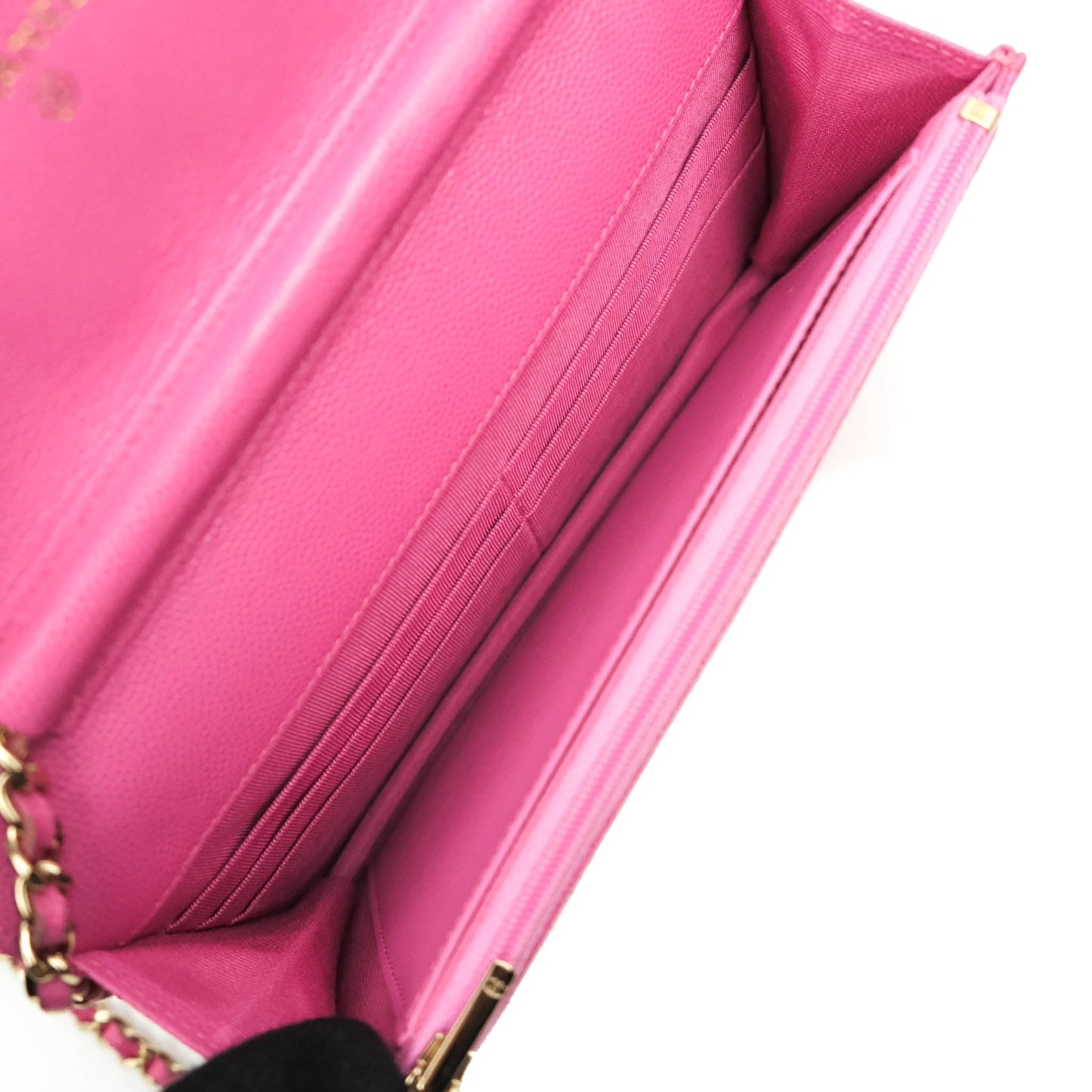 Chanel Quilted Wallet on Chain WOC Pink Caviar Gold Hardware