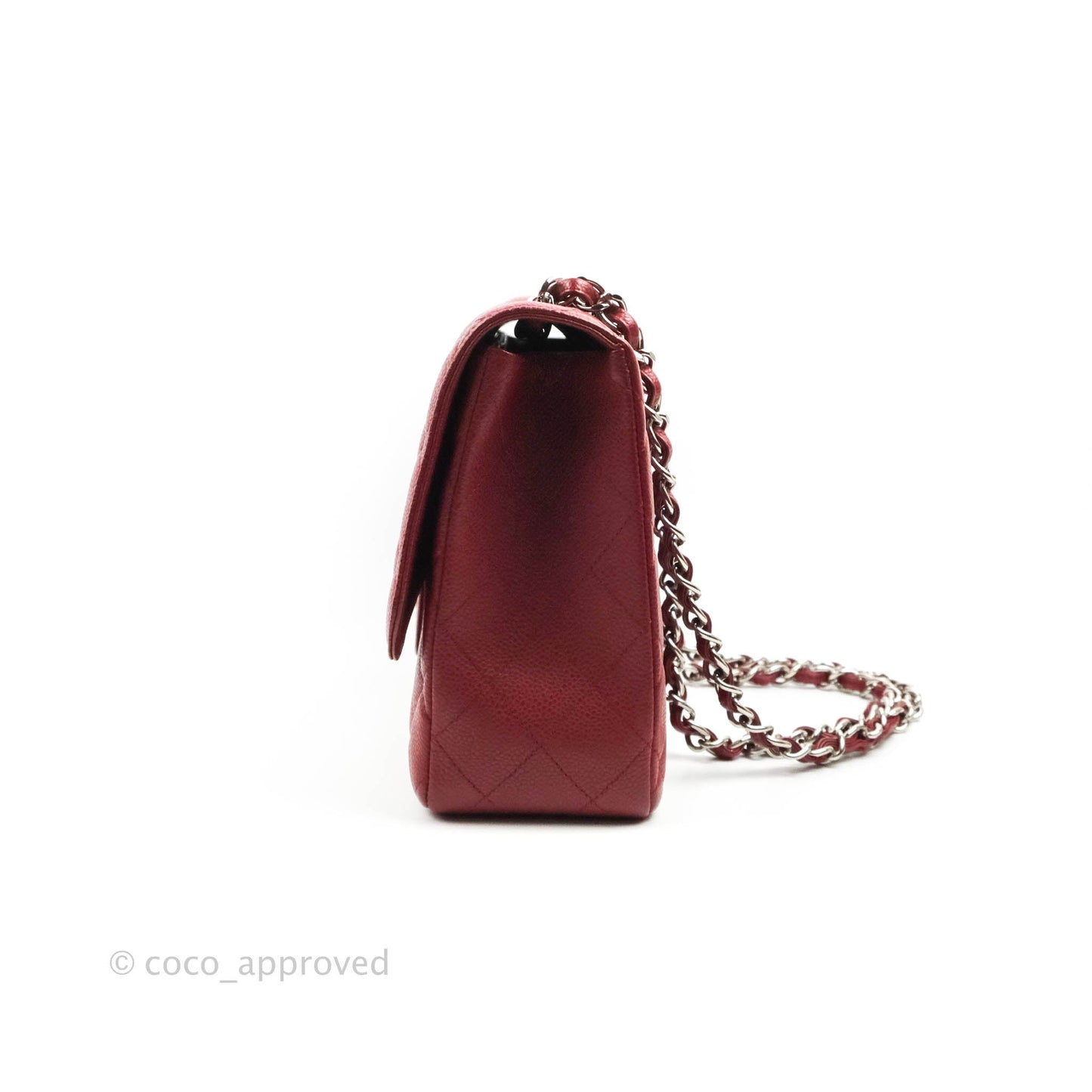 Chanel Jumbo Single Flap Burgundy Caviar Silver Hardware⁣⁣