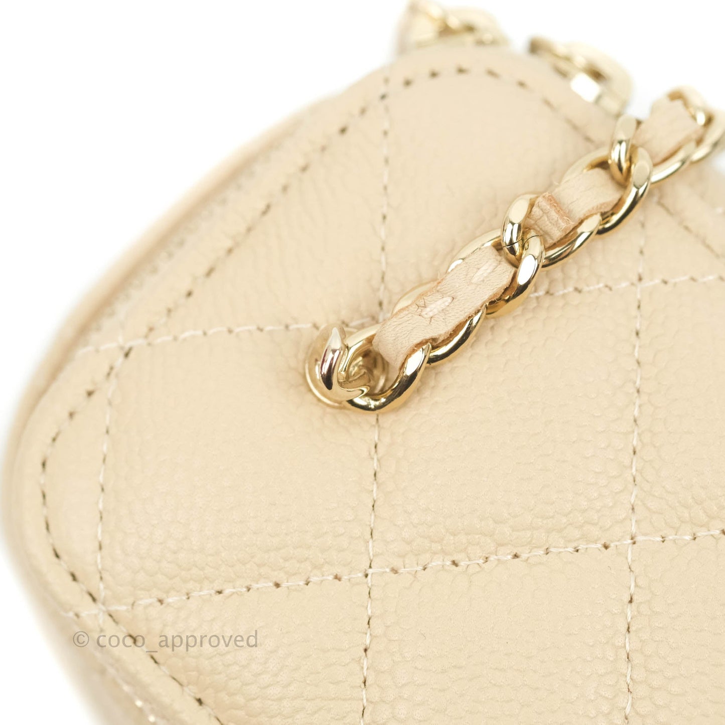 Chanel Classic Mini Vanity With CC Chain Light Beige Caviar Gold Hardware