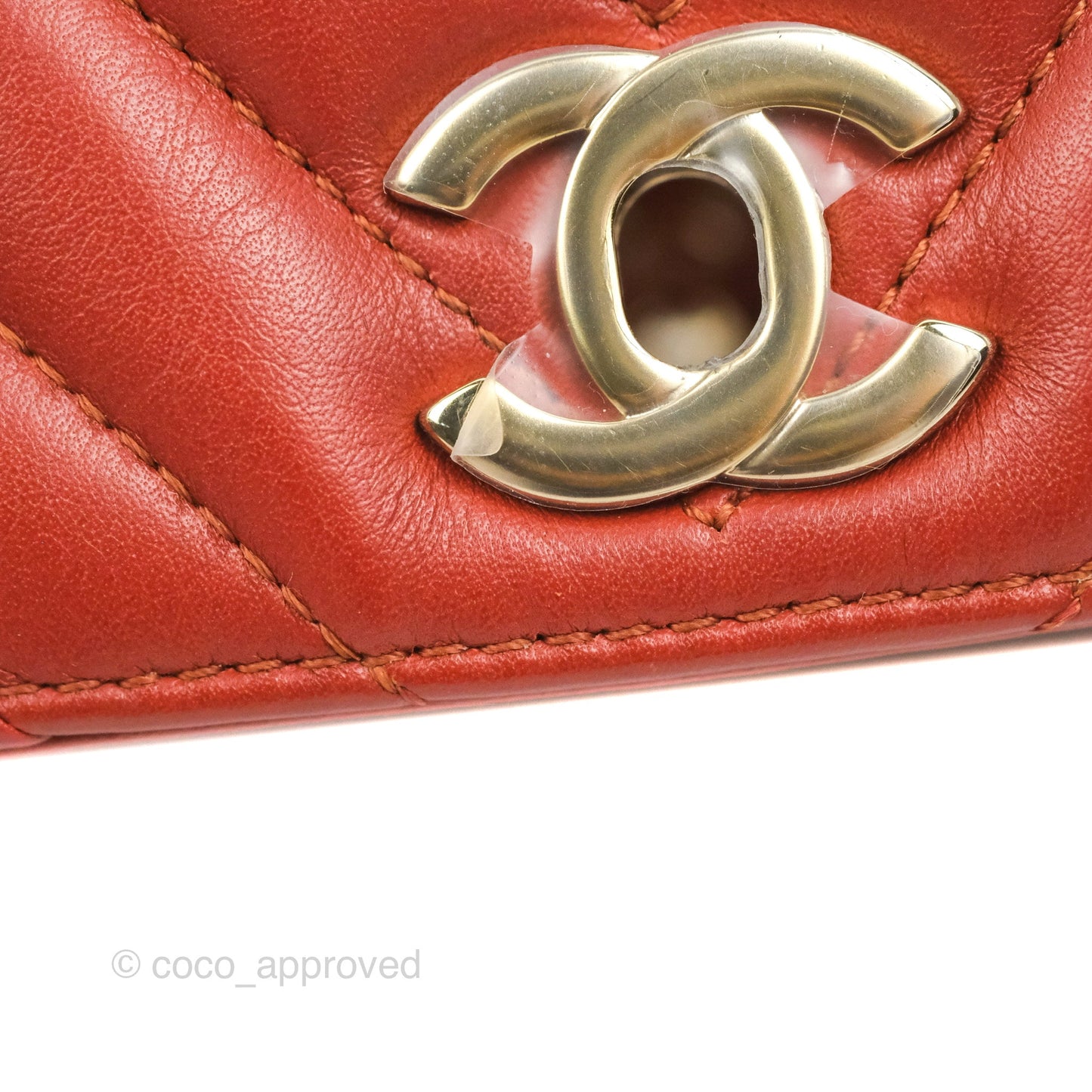 Chanel Small Statement Chevron Flap Bag Red Calfskin Gold Hardware