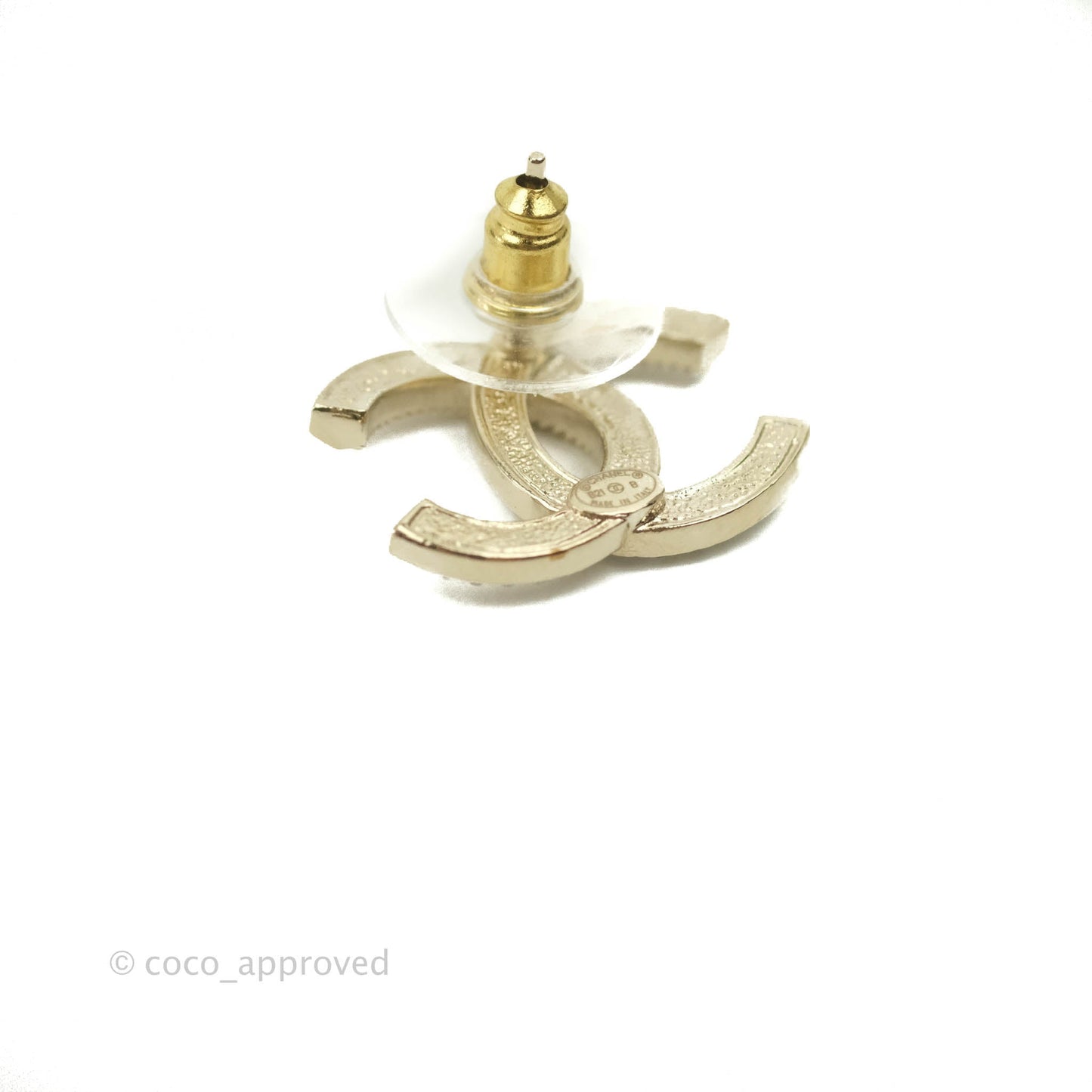 Chanel Crystal CC Earrings Gold Tone 21B