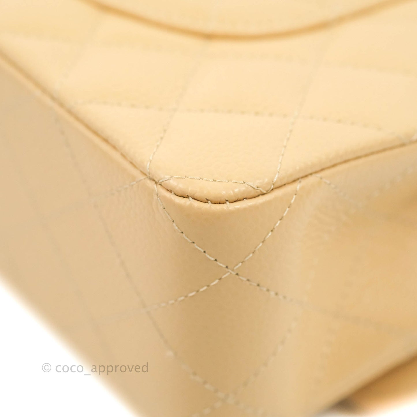 Chanel Classic M/L Medium Flap Quilted Beige Caviar Gold Hardware