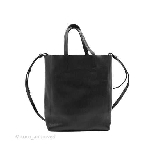 Celine Small Vertical Cabas Tote Grained Calfskin Black Silver Hardware