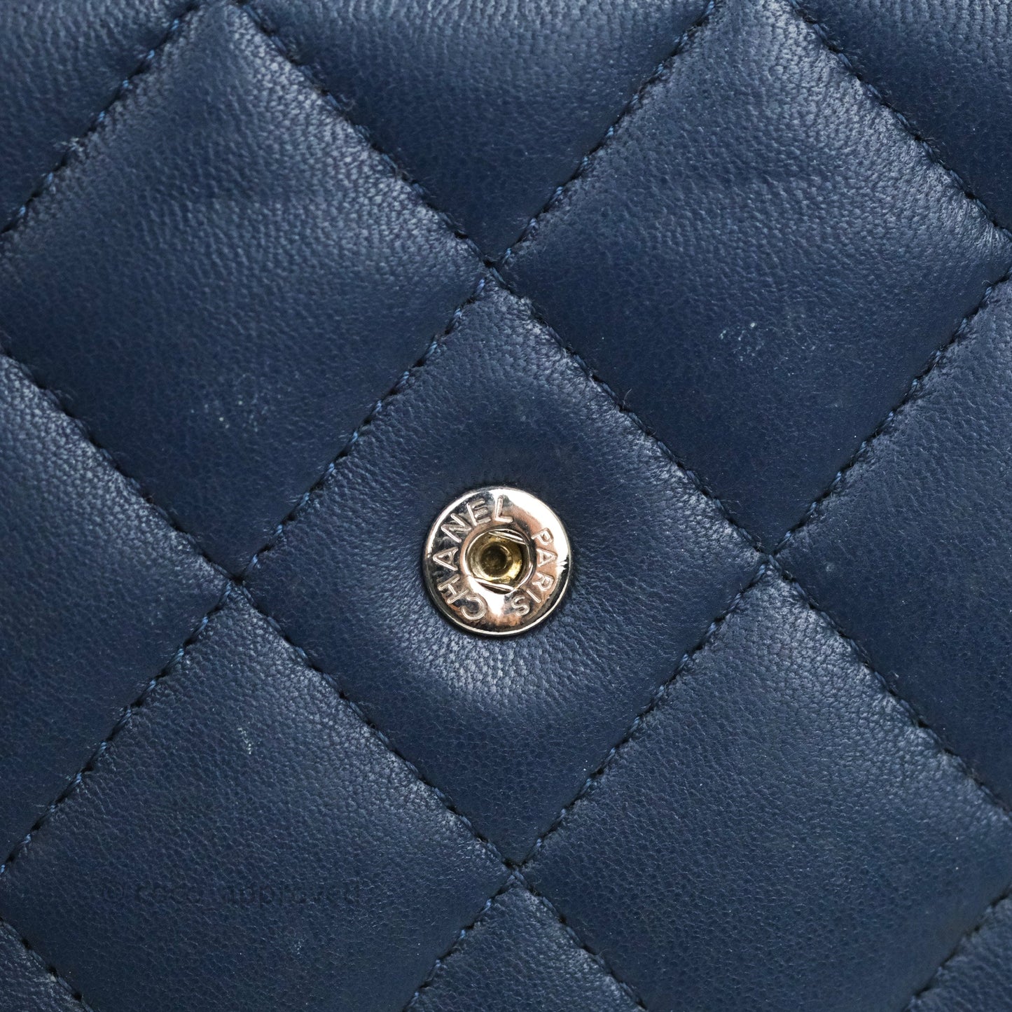Chanel Quilted Classic Wallet on Chain WOC Navy Lambskin Silver Hardware