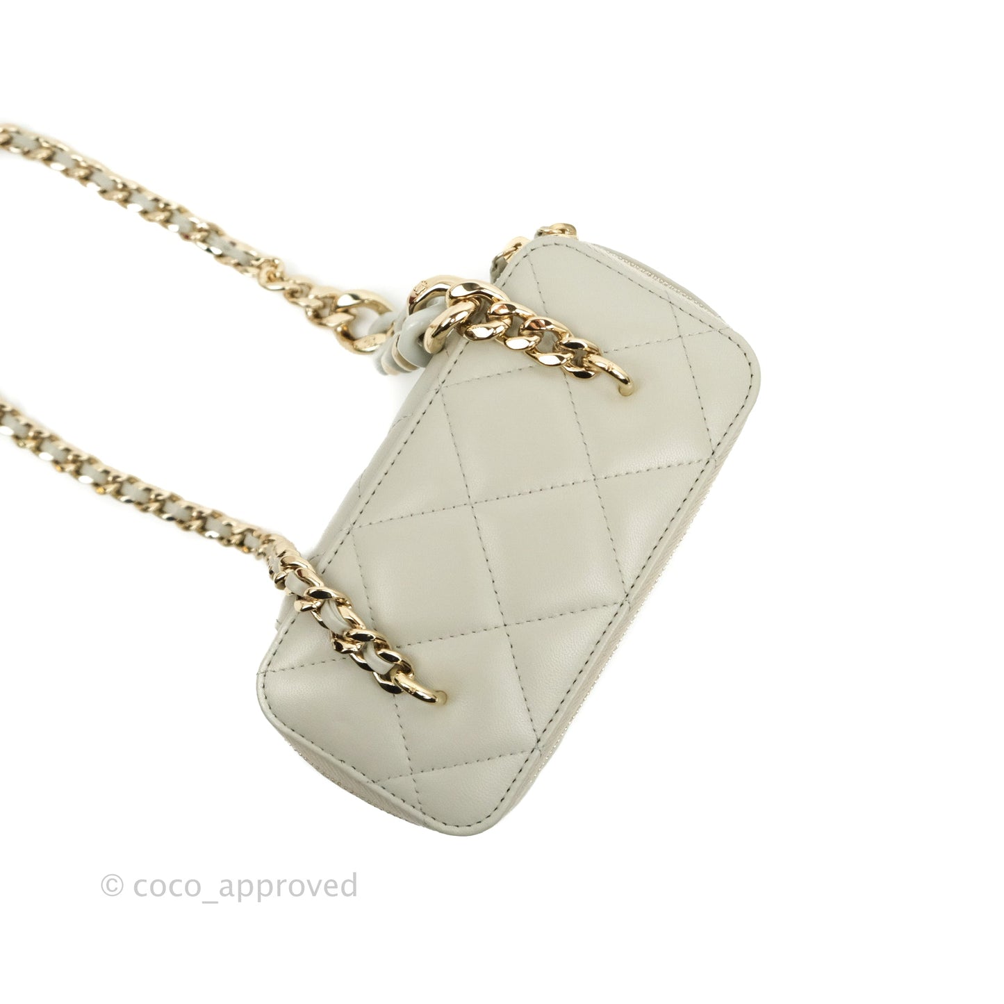 Chanel Resin Elegant Chain Vanity Case Grey Lambskin Gold Hardware